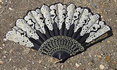 Buy Black Design Fabric & Plastic Summer Cooling Decorative Spanish Style Hand Fan • 2.95£