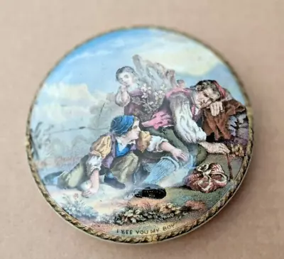 Buy Prattware 'I See You My Boy' Victorian Pot Lid Pratt Ware Potlid C1860-1880 • 8£