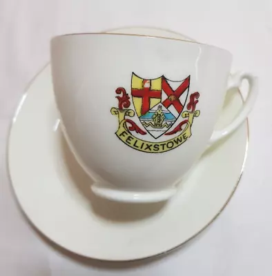 Buy Arcadian,  Crested Ware China Cup  & Saucer Felixstowe Coat Of Arms • 4£