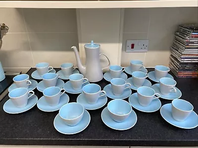 Buy 38 Piece Poole Pottery Twin Tone Sky Blue  & Dove  Grey Tea / Coffee Set VGC • 19.99£