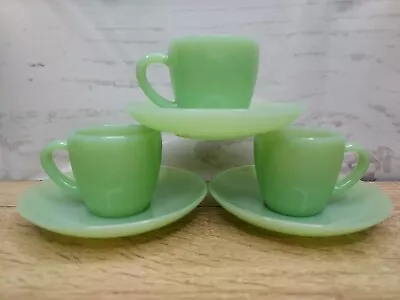 Buy Anchor Hocking Restaurant Ware Jadeite Demitasse Cup Saucer Set Of 3 Rare Vtg • 195.70£