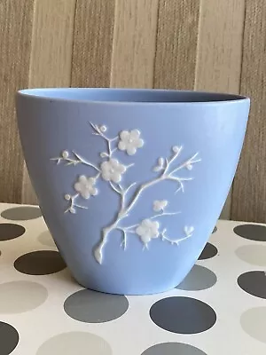 Buy Vintage Copeland Spode Pale Blue Art Vase / Raised White Cherry Blossom Design • 14.25£