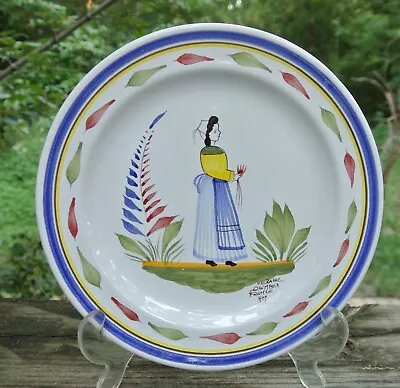 Buy Keraluc Quimper France 8-1/2  Plate Traditional Woman Hand Painted Pottery • 37.27£