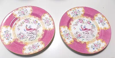 Buy 2 Mintons China C1873 - 1912 Pink Cockatrice Plates 9    9646 • 22.99£