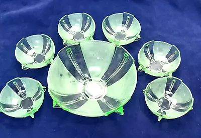 Buy Art Deco Glass Dessert Or Fruit Bowls - 1 Large Bowl And 6 Small Bowls • 30£