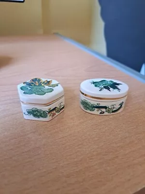 Buy Two Mason's Ironstone Green Chartreuse Miniature Lidded Trinket Pots • 8£