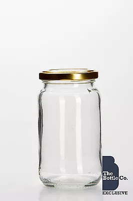 Buy 1 Lb GLASS JAM JARS 380ML X 56 COMPLETE WITH GOLD LIDS NEW • 45£