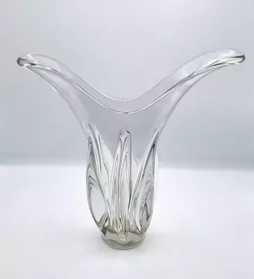 Buy Vintage Glass Vase Crystal Cut Glass Vase Clear Stretched Glass Heavy Quality • 50£