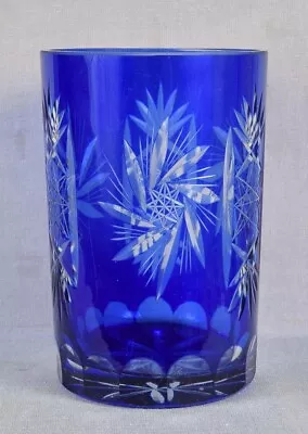 Buy Vintage NACHTMANN CRYSTAL DRINKING GLASS Cobalt Blue Cut To Clear • 27.03£