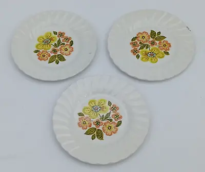 Buy Myott Meakin 3x White With Floral Pattern Side Plates (Diameter 17cm) • 9.50£