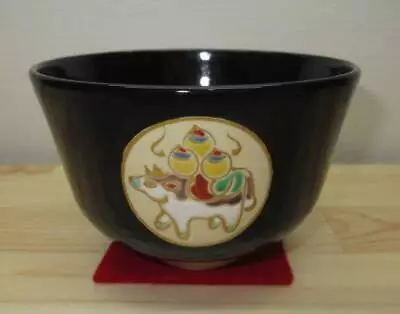 Buy Hokentei Tea Utensils Bowl, Kyoto Ware, Ninki , Black Glaze, Spring Illustration • 1,051.18£