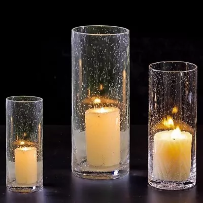 Buy Hewory Hurricane Candle Holder: 3Pcs Glass Candle Holders Clear • 14.99£
