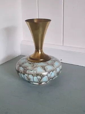 Buy Vintage Delftware And Brass Vase, Made In Holland • 19.99£