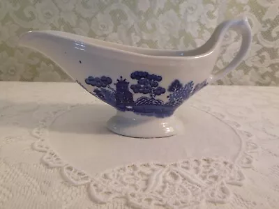 Buy Vintage Transferware Blue Ironware Gravy Boat With Oriental Scenery • 6.29£