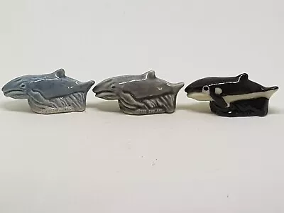 Buy Wade Whimsies 3 Baleen Whales Rare Black And White 2003 Grey One And Blue One • 10£