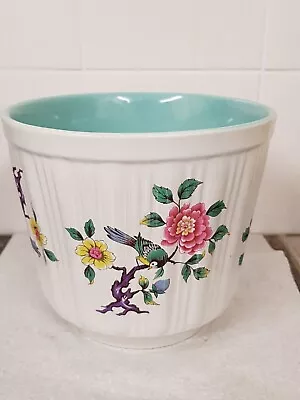 Buy Vintage Old Foley Chinese Rose Pattern Planter White/Turquoise 5.5  X 6.25  • 14£