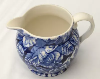 Buy Vintage Blakeney Pottery Blue & White Rose  Small Jug 11 Cm Tall • 20£