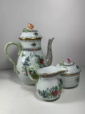 Buy Vintage Herend Queen Victoria Rose Top Bone China Teapot Creamer &Sugar 5 Pieces • 372.77£