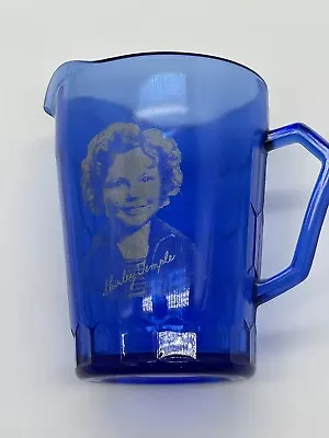 Buy Vintage Shirley Temple Pitcher Cobalt Blue Glass Atlas Glass • 14.17£