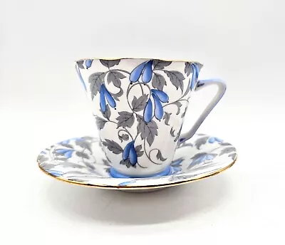 Buy Royal Grafton Ashley Bone China Teacup And Saucer Vintage Blue Flowers • 18.42£