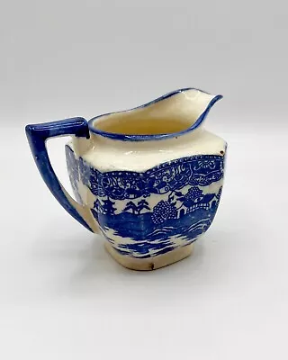 Buy Pre-war Japanese Vintage Blue Willow Creamer Pitcher, Transferware • 22.37£