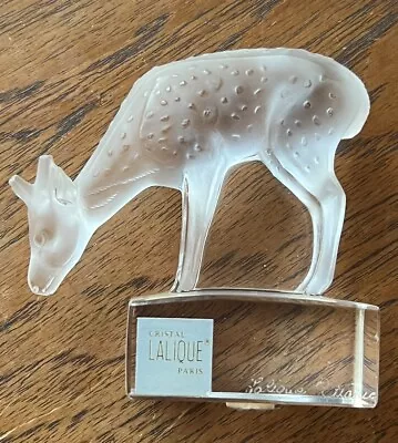 Buy Vintage French Lalique Signed Frosted Crystal Deer Doe Fawn Paperweight Figurine • 48.46£