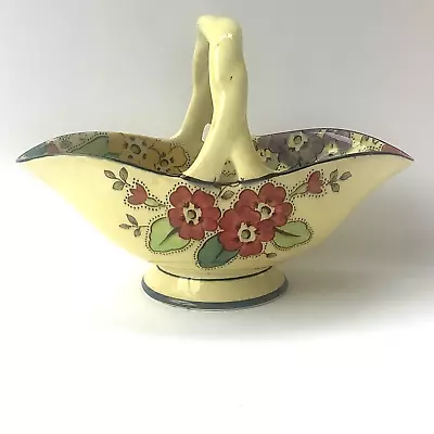 Buy Tuscan Decoro Pottery Hand Painted Art Deco Floral Basket Bonbon Bowl C.1930s • 18£