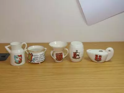 Buy BC927: Small Collection Of 5 Crested Ware Ancient Pots / Vases Etc • 15£