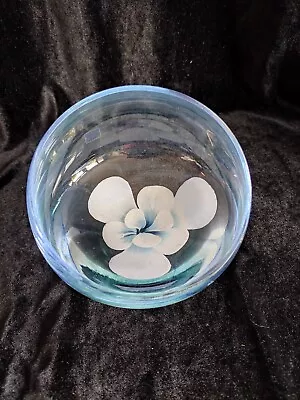 Buy Vintage Caithness Tranquillity Half Moon Glass Magnolia Flower Bowl - Blue • 10.99£