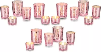 Buy 18PCS Mercury Glass Tea Light Rose Gold Speckled Candle Holders Votive Decor • 23.50£