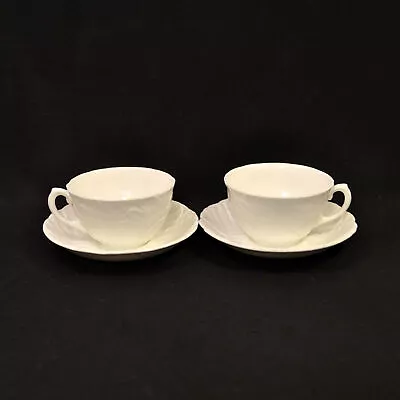 Buy Coalport Set Of 2 Cups & Saucers Country Ware White Embossed Leaves 1960+ MCM • 42.85£