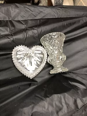 Buy Wedgewood Lead Crystal Glass Heart Dish And Small Vase • 4£