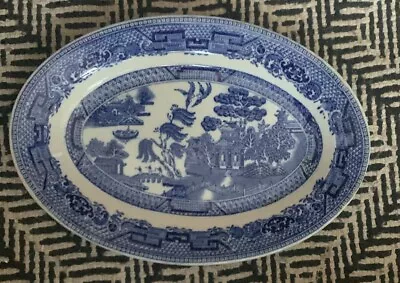 Buy Antique Wallach & Behrend Globe Pottery The Stanley Hotel Ware Willow Oval Platt • 19.99£