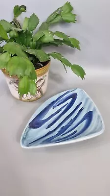 Buy Hastings Studio Pottery Abstract Small Trinket Dish Blue Vintage Retro 8.5in • 14.99£