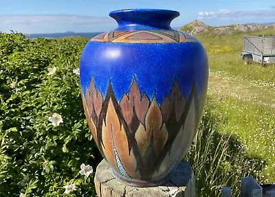 Buy Chameleon Ware Vase, 28cm Tall. Excellent Condition. Cobalt Blue 'flame' Design. • 100£