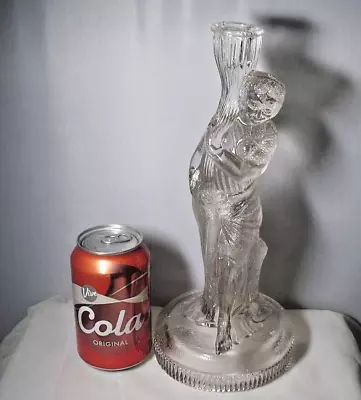 Buy Large Vintage Pressed Glass Lady Figural Candle Holder Candlestick • 34.99£