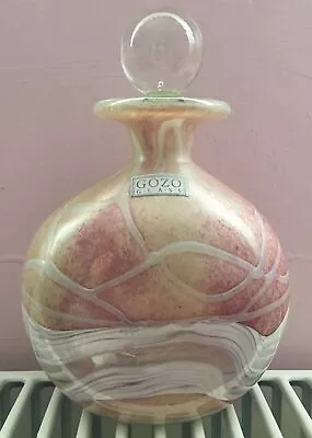 Buy Maltese GOZO Art Glass Bottle Peach White Pink With Stopper Sticker & Engraved • 30£