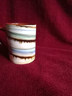 Buy Handmade Studio Art Pottery Mug Blue Brown Swirl By WOLD Pottery Mug • 7.99£