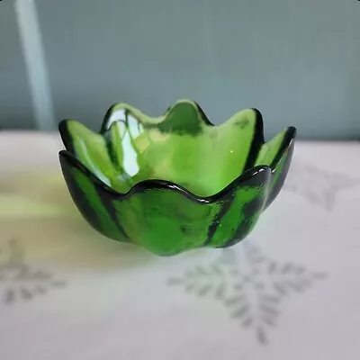 Buy Blenko Art Glass Emerald Green Lotus Bowl Fruit Dish Scalloped  Hand Blown Vtg • 18.63£