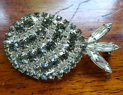 Buy Vintage Clear Rhinestone Pineapple Fruit Silver Tone Brooch -265 • 4£