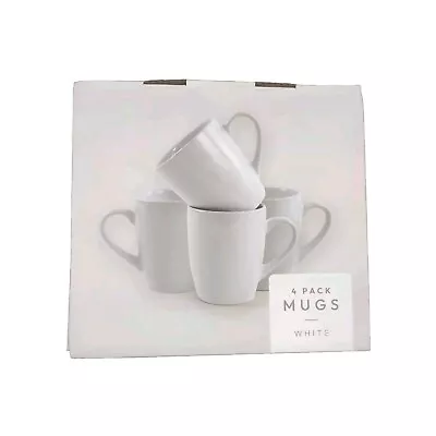 Buy Set Of 4 White Porcelain 400ml Belly Latte Coffee Tea Hot Chocolate Mugs Cups • 11.99£