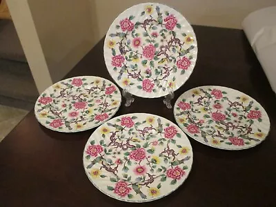 Buy James Kent Old Foley Chinese Rose 8” Plates Set 4 England TINY Edge Chips In 2 • 46.59£