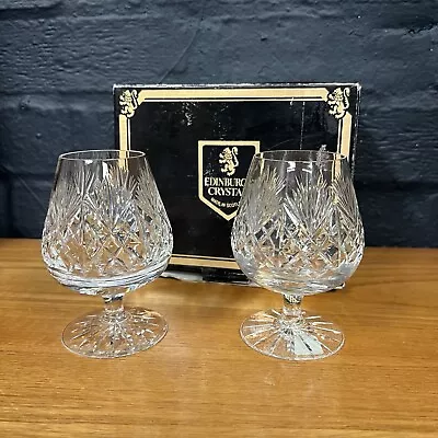 Buy Boxed Edinburgh Crystal Brandy Glasses, Iona Pattern B213 • 24.99£