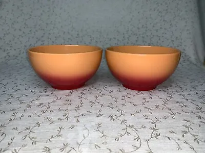 Buy Tabletops Gallery Ombré Bowl Lot Of 2 Large Cereal Orange Red Design EUC • 25.15£