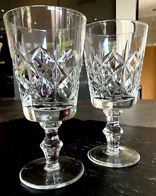 Buy Lovely Pair Of Heavy Cut Crystal Wine Glasses • 24£
