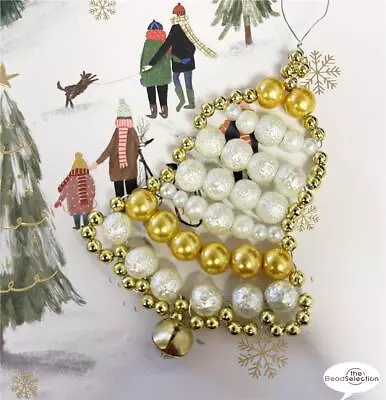 Buy Xmas Bell Glass Pearl Bead Kit Tree Ornament Full Photo Instructions • 6.29£