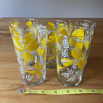 Buy Five Vtg Retro 60/70s Yellow Floral Drinking Glasses Tumblers X Kitsch Campervan • 15£