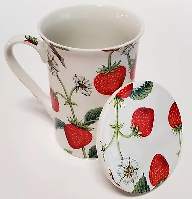 Buy Kent Pottery Mug Strawberry Coffee Tea W/ Lid Coaster / Retains Heat 10oz Cap UK • 12.39£