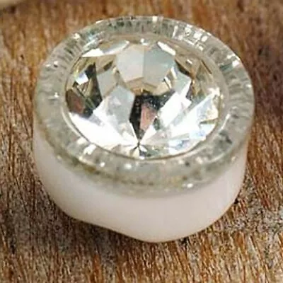 Buy Diamante Rhinestone Silver Buttons, 8mm 10mm, Clear Faceted Cut Glass Crystal  • 3.95£