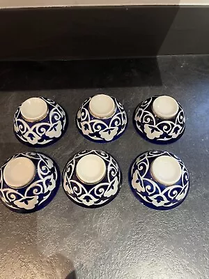 Buy 6  Vintage Uzbek Soviet Era Cobalt Blue Porcelain Tea Bowls/Russian/gild Gilt • 35.99£